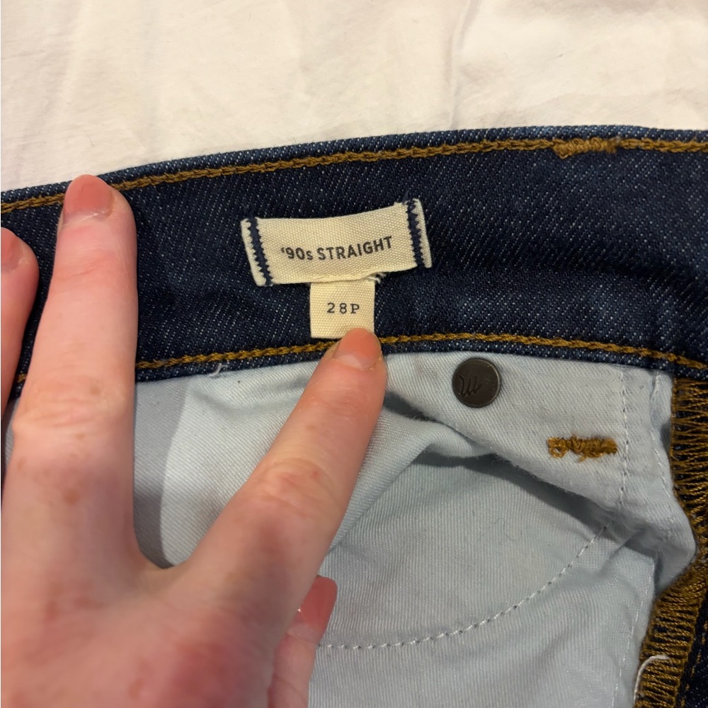 Madewell petite 90s straight dark blue denim jeans 28p high rise